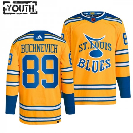 St. Louis Blues Dresy Pavel Buchnevich 89 Adidas 2022-23 Žlutá Reverse Retro 2.0 Authentic - Dětské St. Louis Blues Dresy Pavel Buchnevich 89 Adidas 2022-23 Žlutá Reverse Retro 2.0 Authentic - Dětské